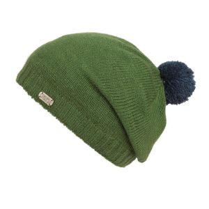 Green Slouch Hat with Pom