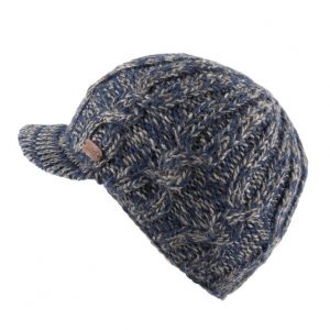 Navy Brooklyn Beanie with Peak Cable Knit