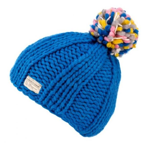 Multi Blue Bobble Hat Moss Yarn