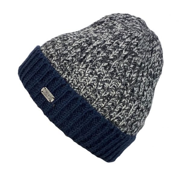 Long Navy Beanie with Turn Up