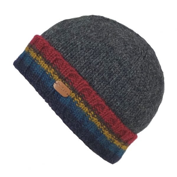 Beanie Turn Up with Pull On Charcoal Teal