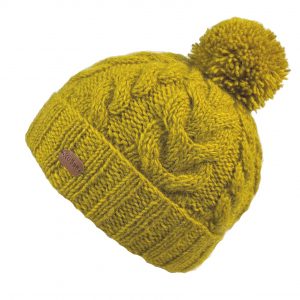 Bobble Hat Cable Turn Up Yellow