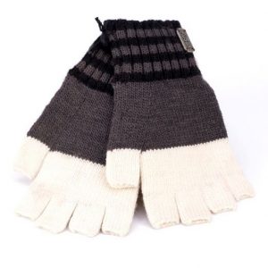 Merino Half Finger Gloves Black Grey