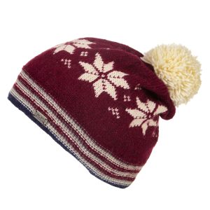 Slouch with Pom Snowflake Berry Red
