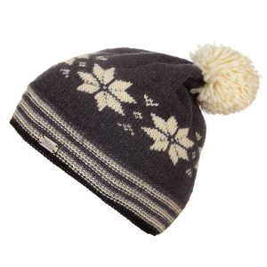Slouch with Pom Snowflake Charcoal