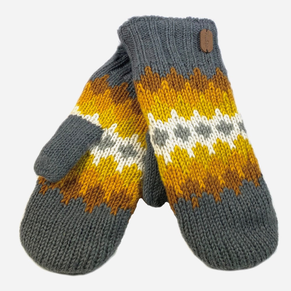 Mittens with Sherpa Lining Mustard Grey